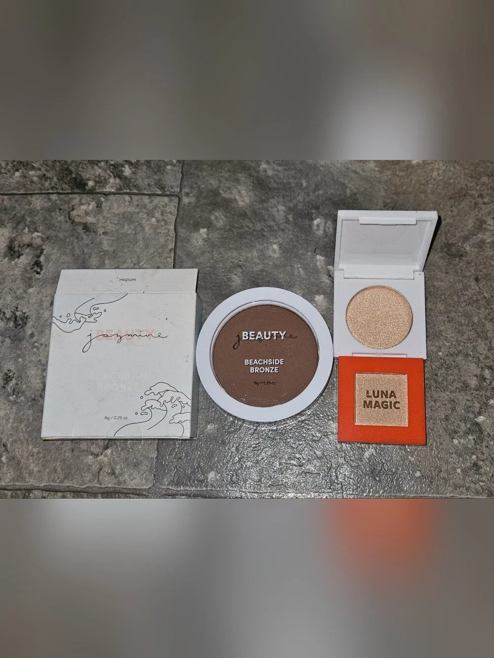 Jazmine Beauty Bronzer, Luna Magic & Just Ximena Highlighters BNIB